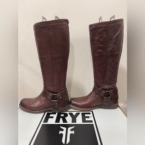Frye Phillip Harness Tall Dark Brown Used Size 6